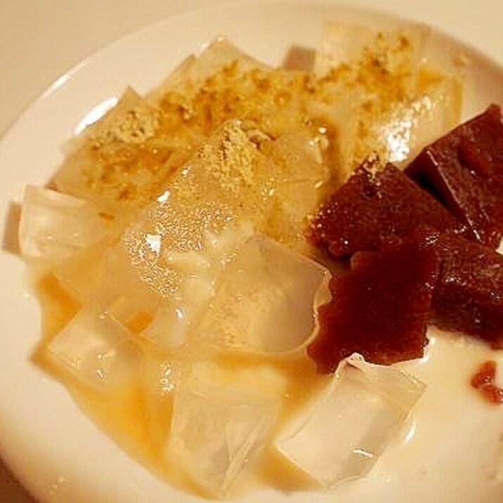 梅酒&チョコ&きな粉&羊羹で寒天プレート♪